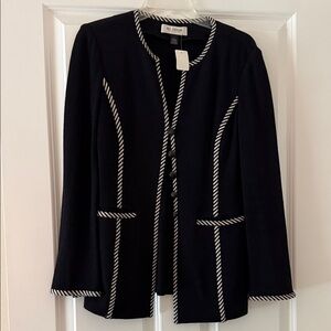 St. John Navy Blazer with White Piping